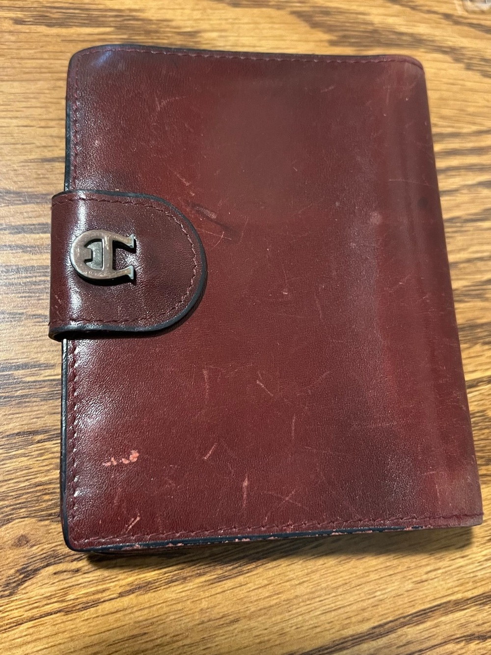 Etienne Aigner Burgundy Leather Snap Wallet